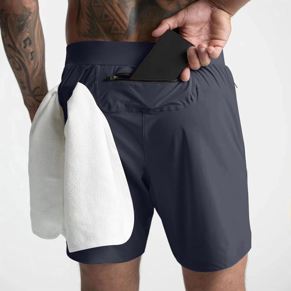 2025 Shorts for Men Side Split Solid Color Cut Out Short